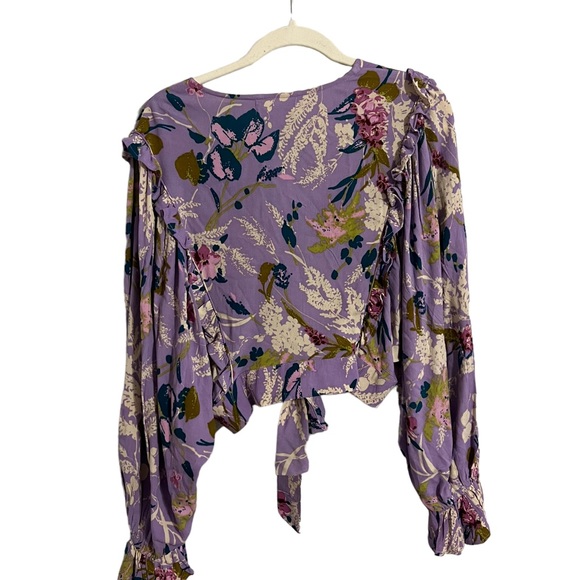 Free People - Band Of The Free Anika Lavender Floral Ruffle Blouse - Picture 9 of 10